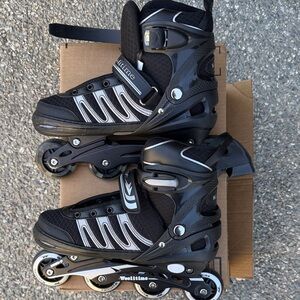 Kids Black Adjustable Inline Roller Skates